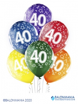 Baloni 40 rođendan lateks premium 30cm (6 kom)