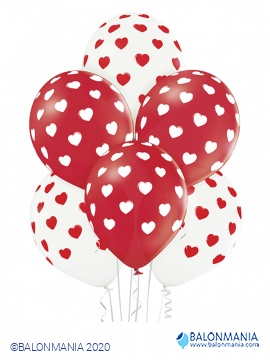 Pastel crveni baloni Srca 30cm (6 kom.)
