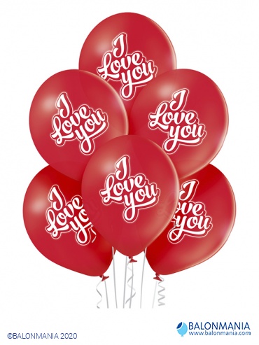 Crveni baloni I Love You 30cm (6 kom.)