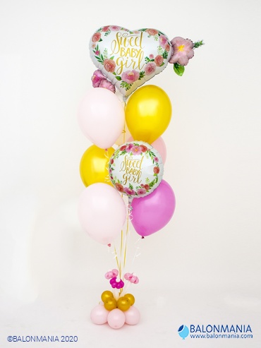 Buket balona za rođenje BABY GIRL premium