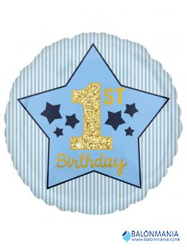 Boy 1st Birthday Blue&Gold balon za prvi rođendan
