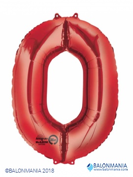 Crveni balon broj 0 folijski veliki 66x88cm