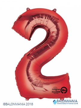 Crveni balon broj 2 veliki folijski 50cm x 88cm