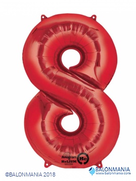 Crveni balon broj 8 veliki folijski 53x 86cm