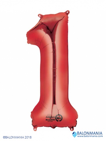 Crveni balon broj 1 veliki folijski 33x86cm