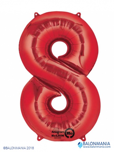Crveni balon broj 8 veliki folijski 53x 86cm