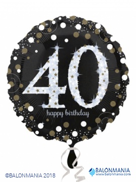 Balon 40 Sparkling Birthday folijski standard