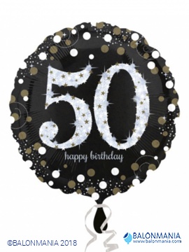 Rođendanski balon 50 Sparkling Birthday folijski standard