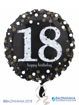 Balon Sparkling Birthday 18 folijski standard
