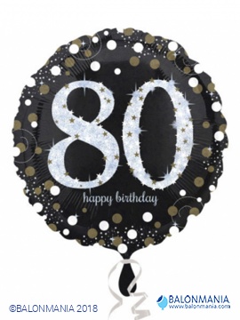  Balon rođendanski Sparkling Birthday 80 folija standard 