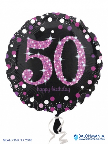 Folijski balon na helij Pink Celebration 50
