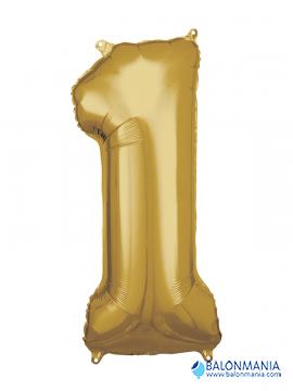 Zlatni balon broj 1 folijski na helij