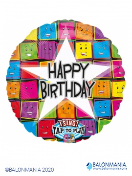 Happy Birthday Faces svirajući balon jumbo folijski
