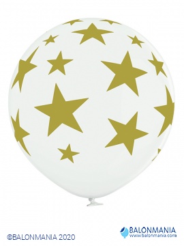 Zlatne zvijezde bijeli jumbo balon lateks 1 kom