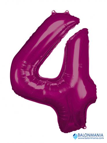 Pink balon broj 4 folijski veliki 66x88cm