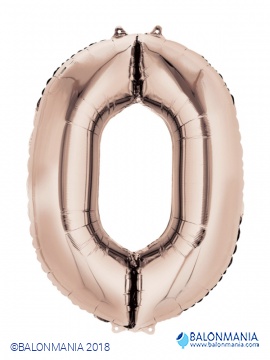 Balon broj 0 Rose Gold veliki folijski 66x88cm 