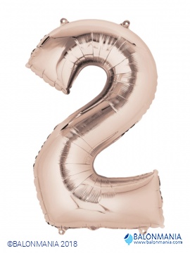 Balon broj 2 Rose Gold folijski veliki 50cm x 88cm
