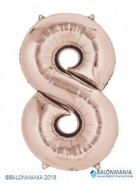 Balon broj 8 Rose Gold folijski veliki 53x83cm