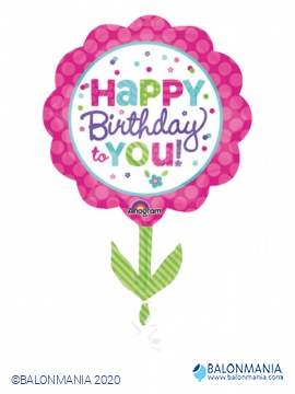 Folijski balon Happy Birthday cvijet