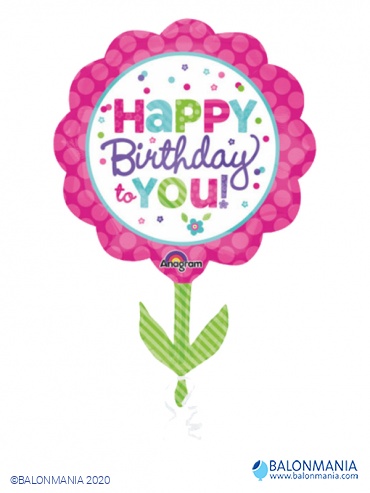 Folijski balon Happy Birthday cvijet