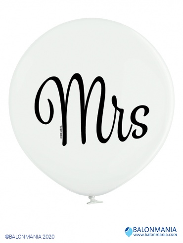Veliki pastel bijeli balon Mrs. 60 cm