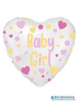 Baby Girl Heart pink balon na helij