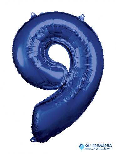 SuperShape Number 9 Blue Foil Balloon L34 Packaged 63cm x 86cm