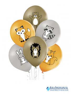 Šumske životinje baloni pastel premium 6 kom.
