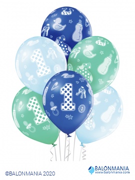 Baloni za 1 rođendan dječaka 30cm (6 kom)