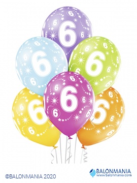 Baloni za 6 rođendan 30cm (6 kom)
