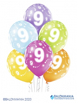 Baloni za 9 rođendan 30cm (6 kom)