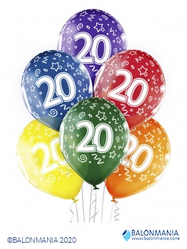 Baloni 20 rođendan 30cm (6 kom)