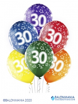 Baloni 30 rođendan lateks premium 30cm (6 kom)