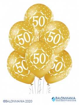 Zlatni baloni 50 obljetnica premium lateks 30cm (6 kom)