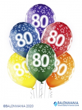 Baloni 80 rođendan premium lateks 30cm (6 kom)