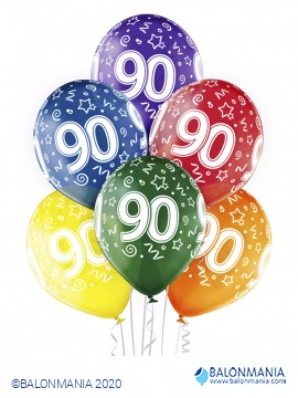 Baloni 90 rođendan 30cm (6 kom)