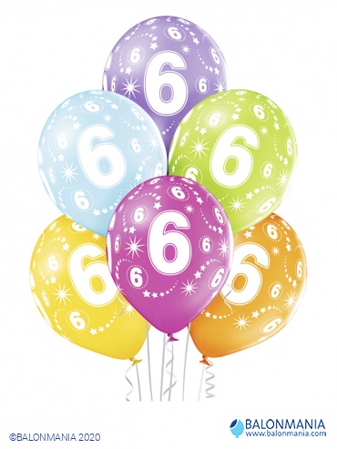 Baloni za 6 rođendan 30cm (6 kom)