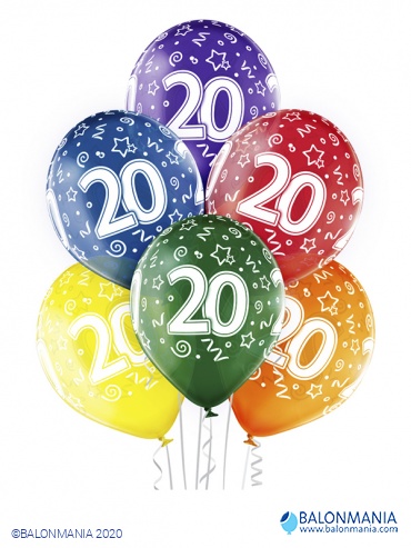 Baloni 20 rođendan 30cm (6 kom)