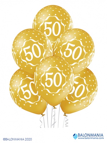 Zlatni baloni 50 godišnjica premium lateks 30cm (6 kom)