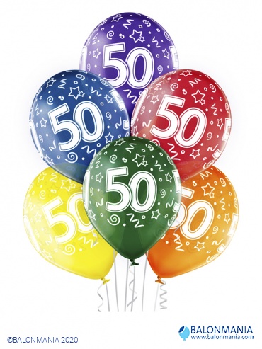 Baloni 50 obljetnica premium lateks 30cm (6 kom)