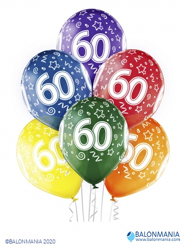 Baloni 60 rođendan 30cm (6 kom)