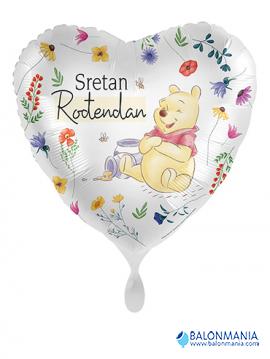 Helijski balon Sretan rođendan od srca Winnie Pooh 