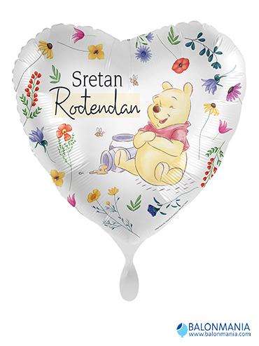 Helijski balon Sretan rođendan od srca Winnie Pooh 