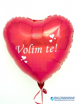 Balon s natpisom VOLIM TE folijski balon srce standard