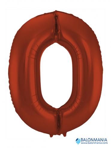 Crveni balon broj 0 folijski veliki 66x88cm