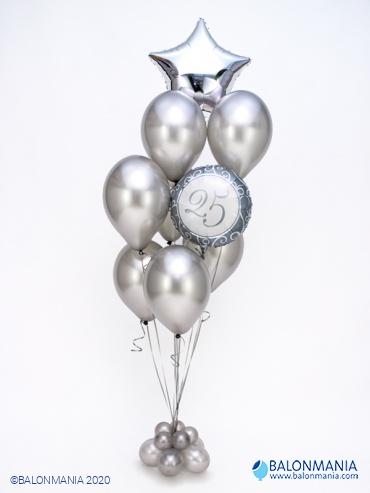 Buket balona za godišnjicu "Srebrnih 25" premium