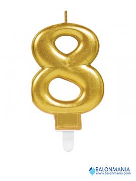 Rođendanska svjećica broj 8 GOLD 9.3cm