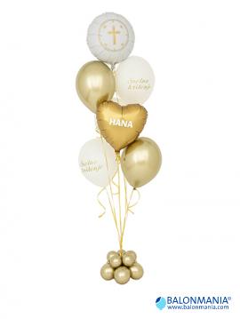 SRETNO KRŠTENJE zlatni buket balona s imenom