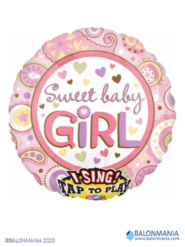 Sweet Baby Girl svirajući balon jumbo folijski