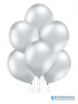 GLOSSY baloni latex srebrni 30cm (6 kom)